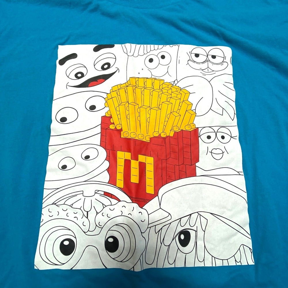 McDonald's Lego‎ Fries Turquoise Blue T Shirt Men's XL